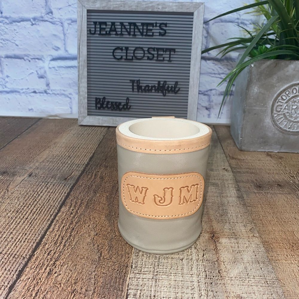 Jon Hart Design Koozie with Monogram Nylon  Leather Insulated Foam Cup